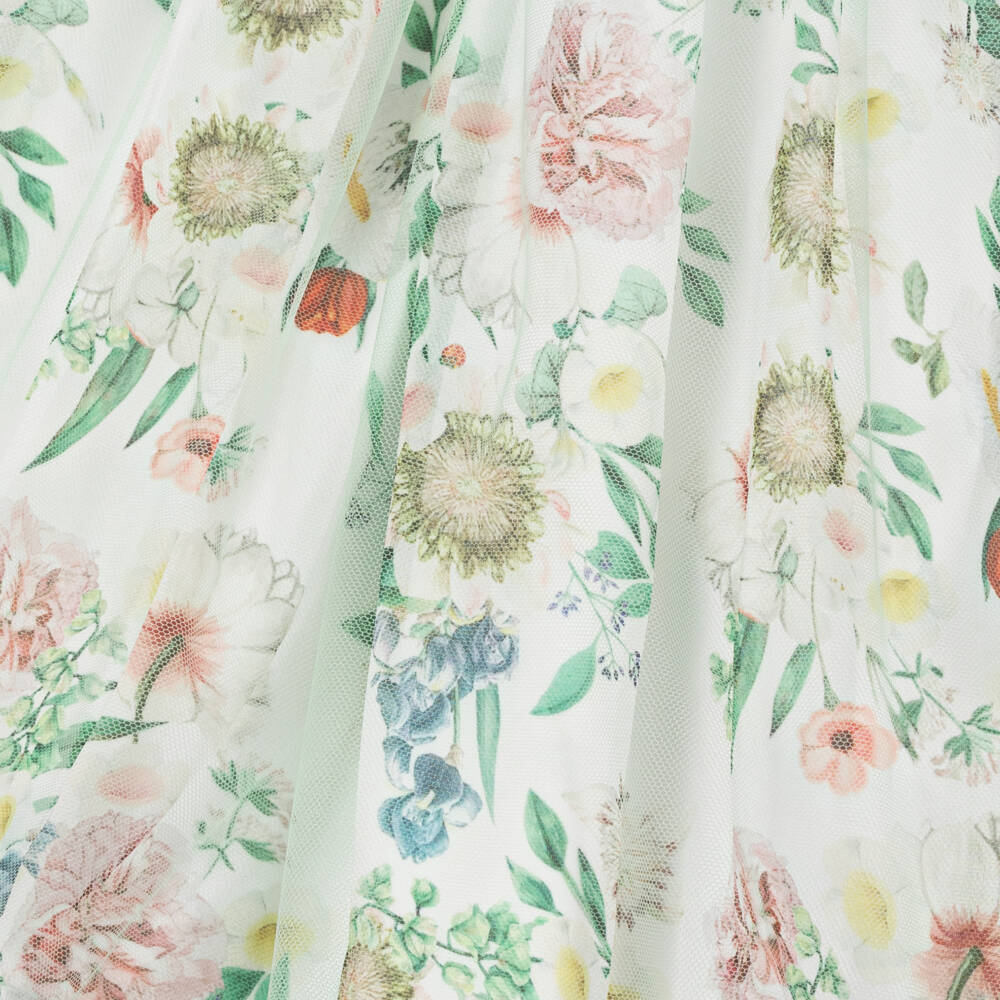 Patachou-Charming Girls Green Floral Tulle Dress | Childrensalon Outlet