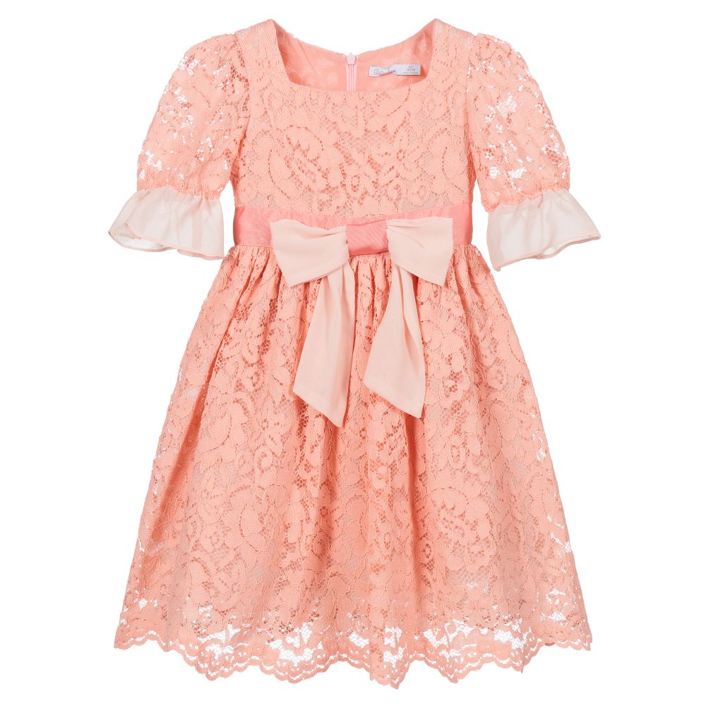 Patachou - Robe corail en dentelle | Childrensalon