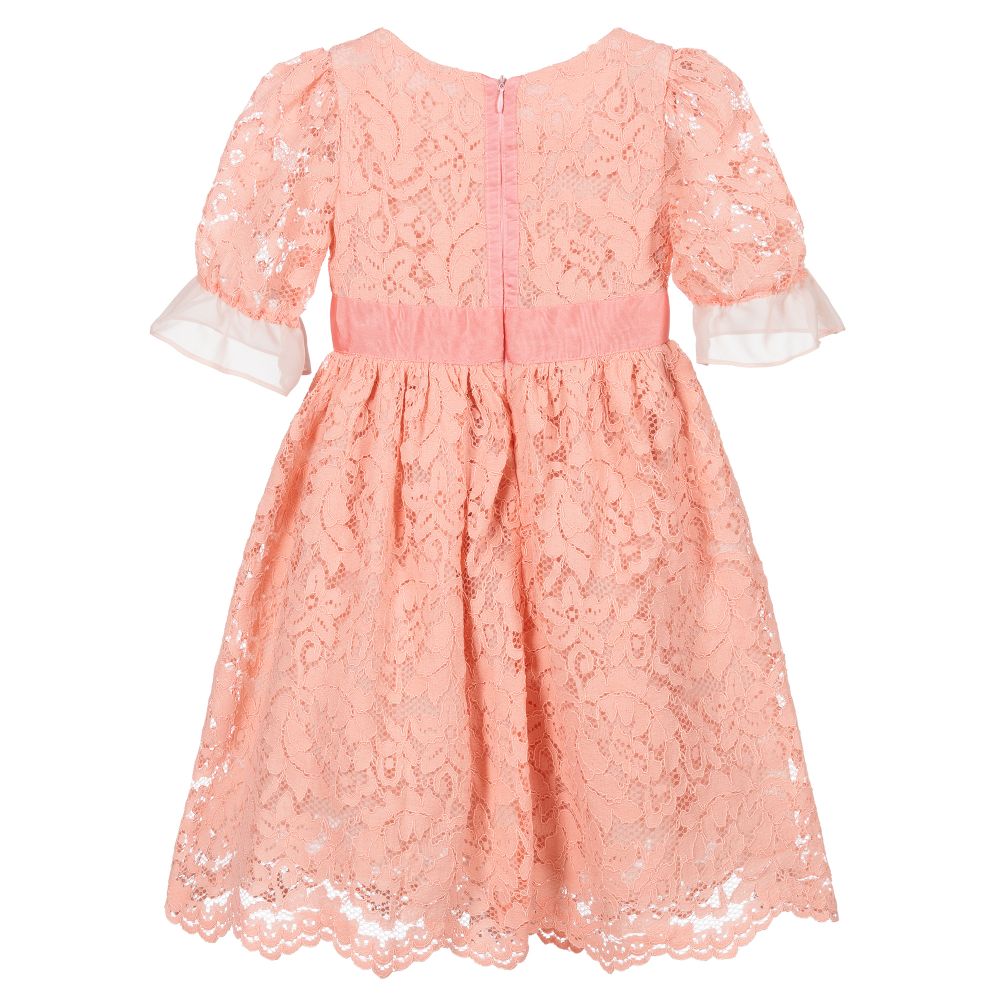 Patachou-Coral Orange Lace Dress | Childrensalon Outlet
