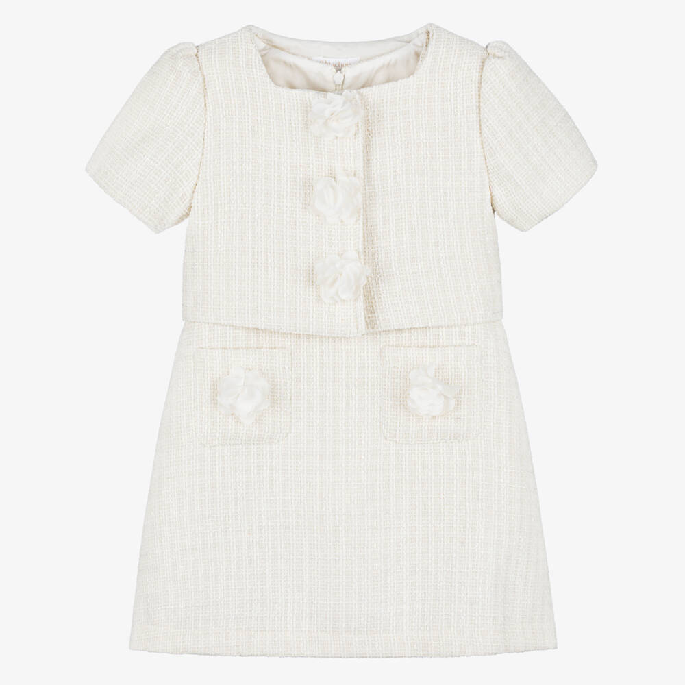 Patachou-Elegant Ivory Tweed Ensemble for Girls | Childrensalon Outlet