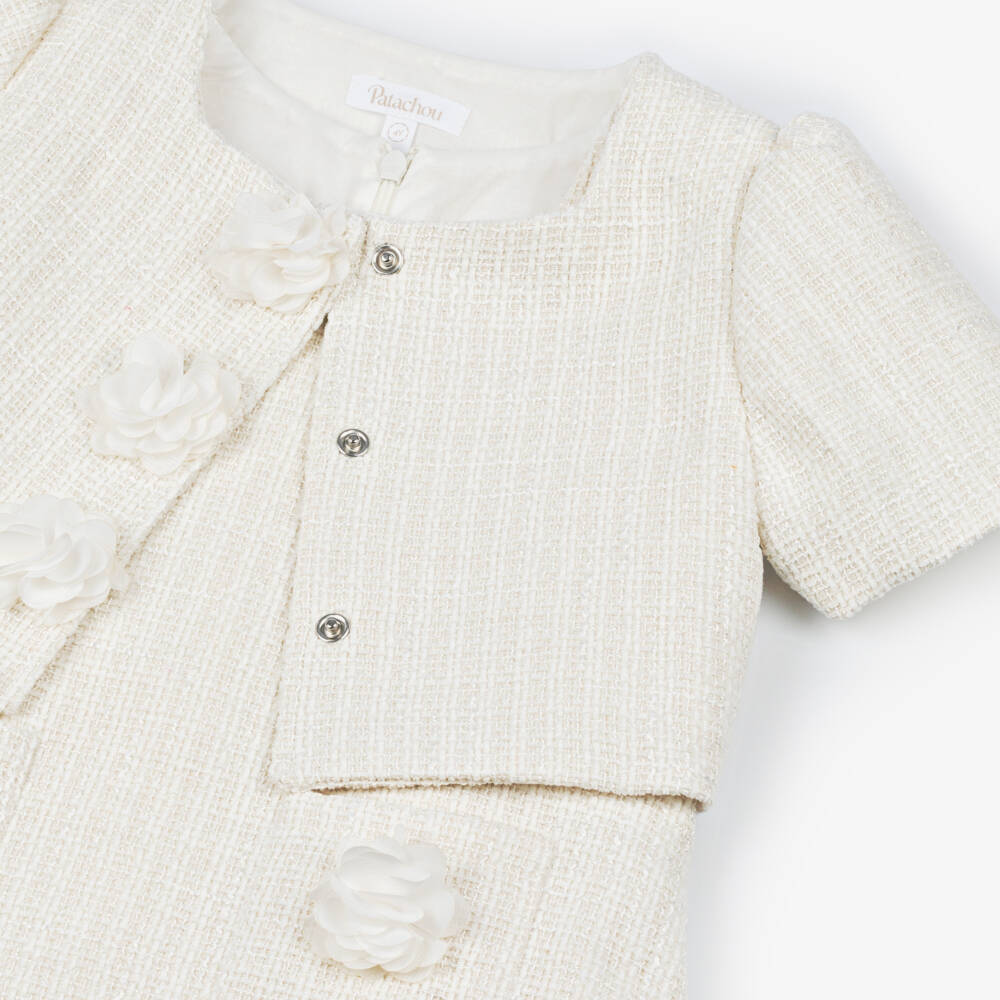 Patachou-Elegant Ivory Tweed Ensemble for Girls | Childrensalon Outlet