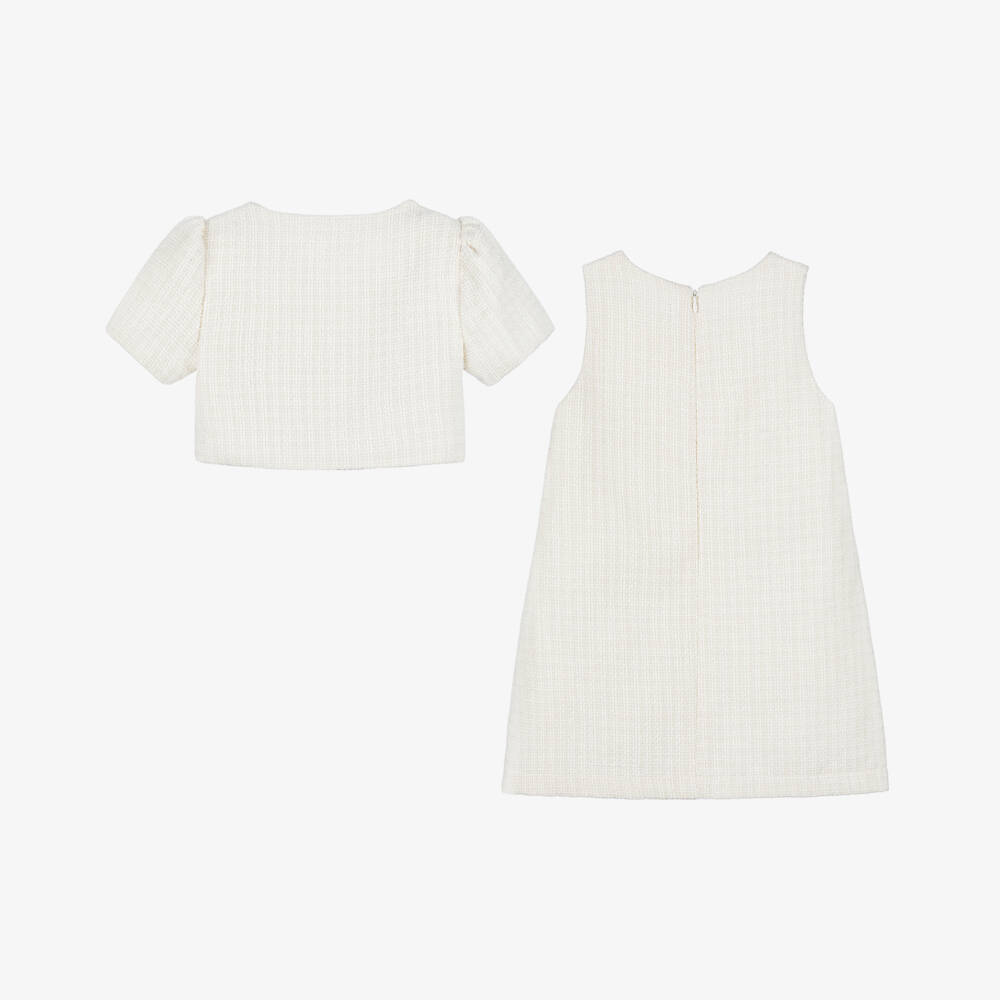 Patachou-Elegant Ivory Tweed Ensemble for Girls | Childrensalon Outlet