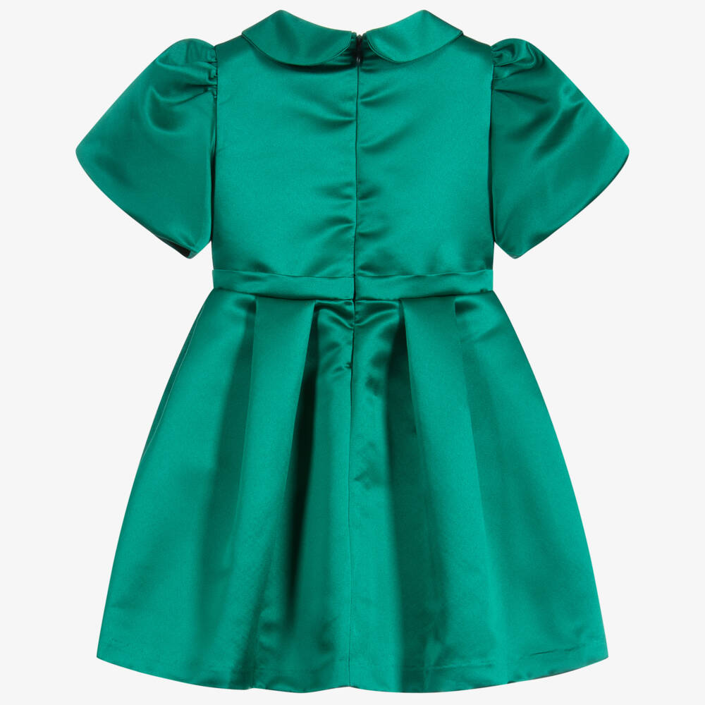 Patachou-Emerald Green Satin Bow Dress | Childrensalon Outlet