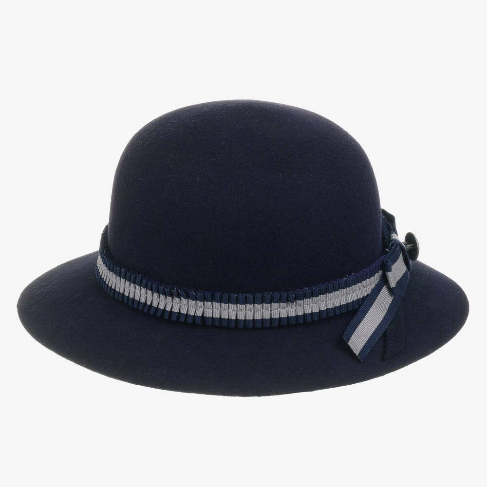 Patachou-Girl's Elegant Navy Wool Boater | Childrensalon Outlet