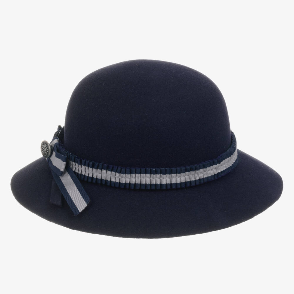 Patachou-Girl's Elegant Navy Wool Boater | Childrensalon Outlet