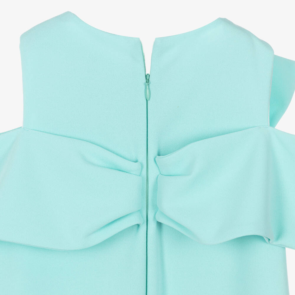 Patachou-Girls Aqua Green Crêpe Bow Dress | Childrensalon Outlet