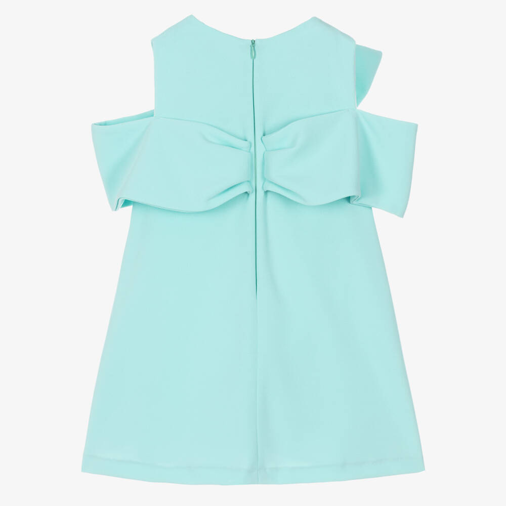 Patachou-Girls Aqua Green Crêpe Bow Dress | Childrensalon Outlet