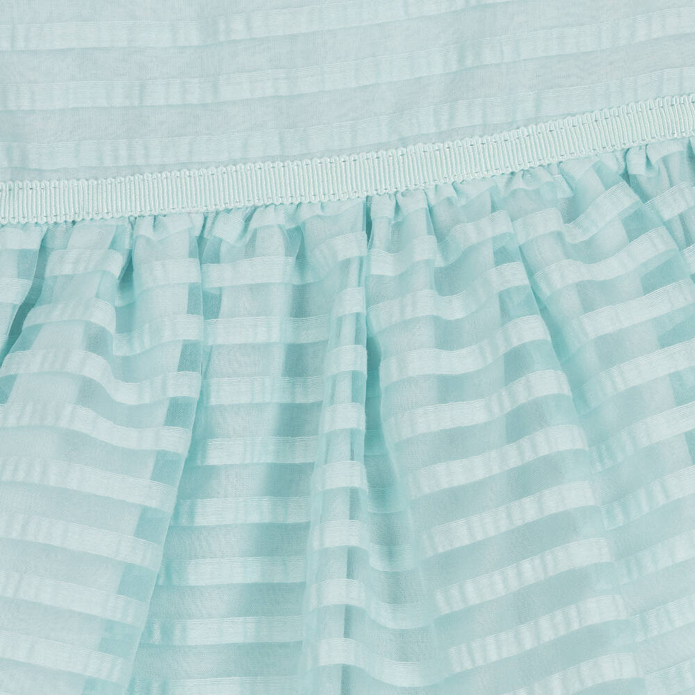 Patachou-Girls Aqua Green Organza Stripe Dress | Childrensalon Outlet
