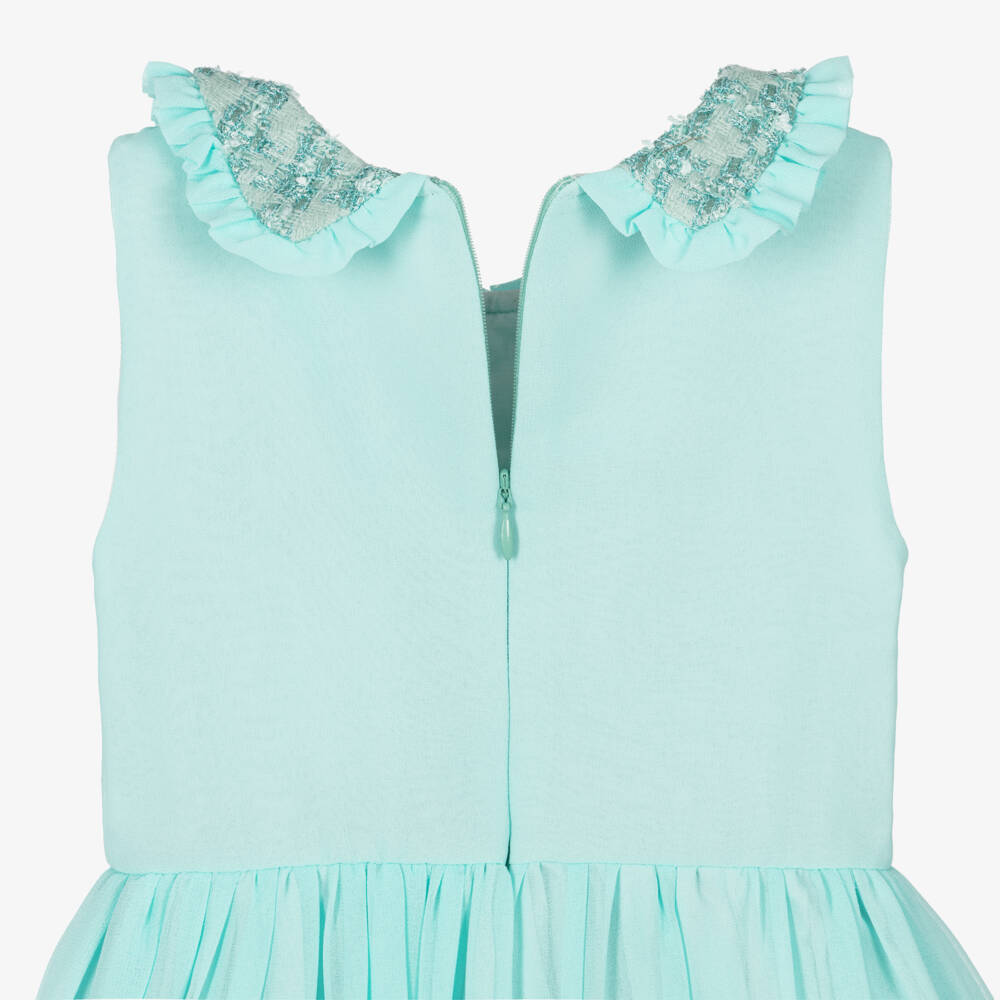 Patachou-Girls Aqua Green Sleeveless Chiffon Dress | Childrensalon Outlet