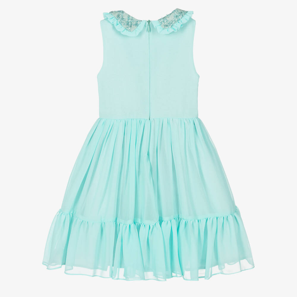 Patachou-Girls Aqua Green Sleeveless Chiffon Dress | Childrensalon Outlet