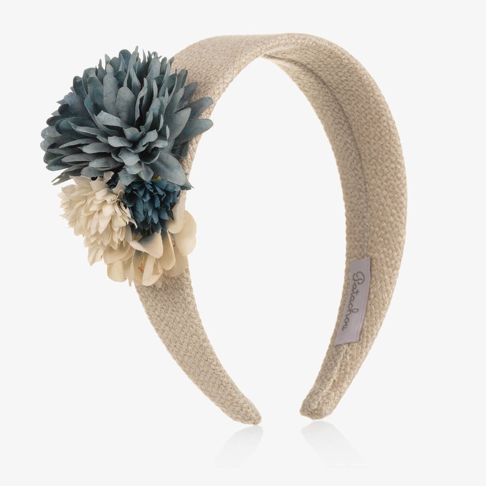 Patachou - Blumenhaarreif in Beige und Blau | Childrensalon