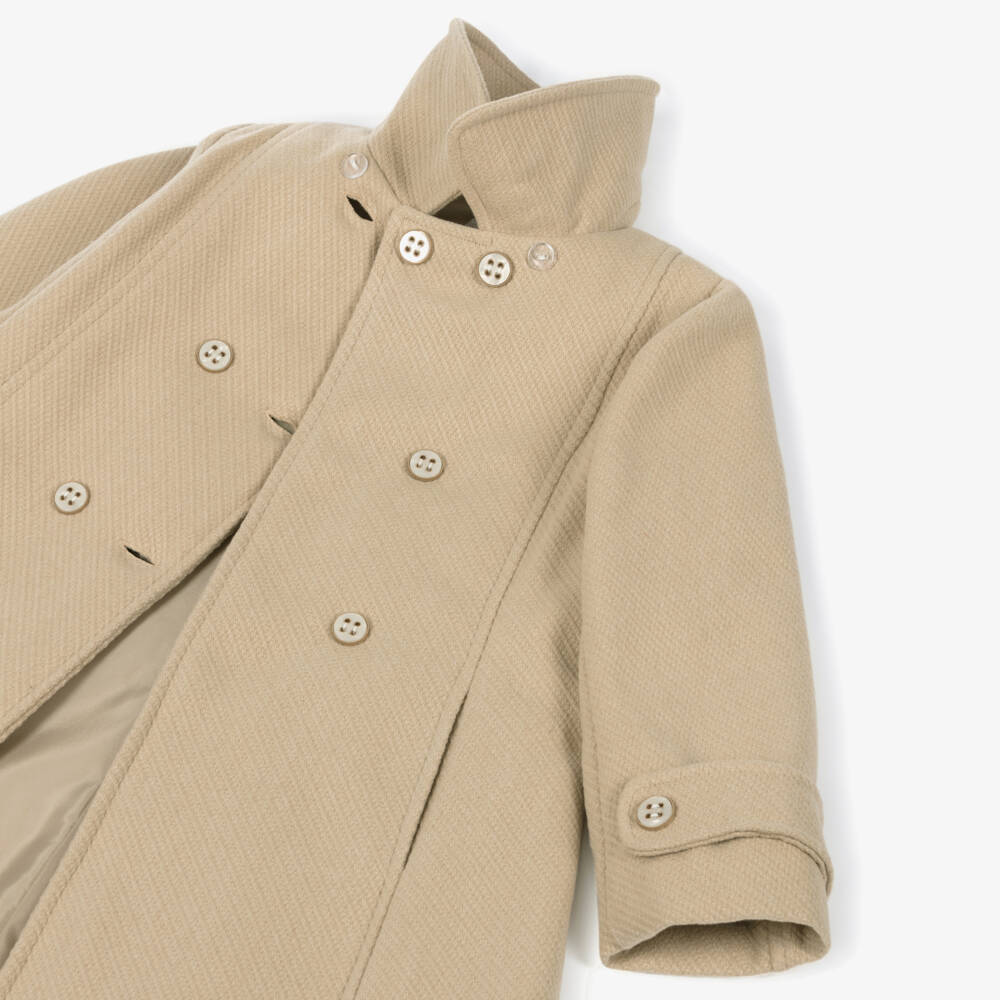 Patachou-Girls Beige Coat with Reversible Cape | Childrensalon Outlet