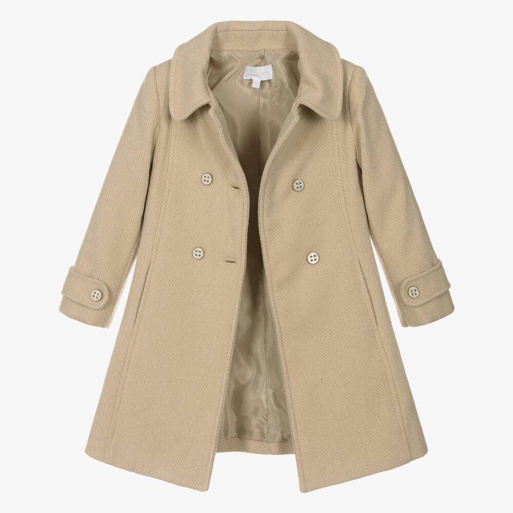 Patachou-Girls Beige Coat with Reversible Cape | Childrensalon Outlet