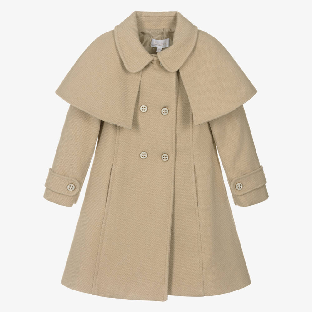 Patachou-Girls Beige Coat with Reversible Cape | Childrensalon Outlet