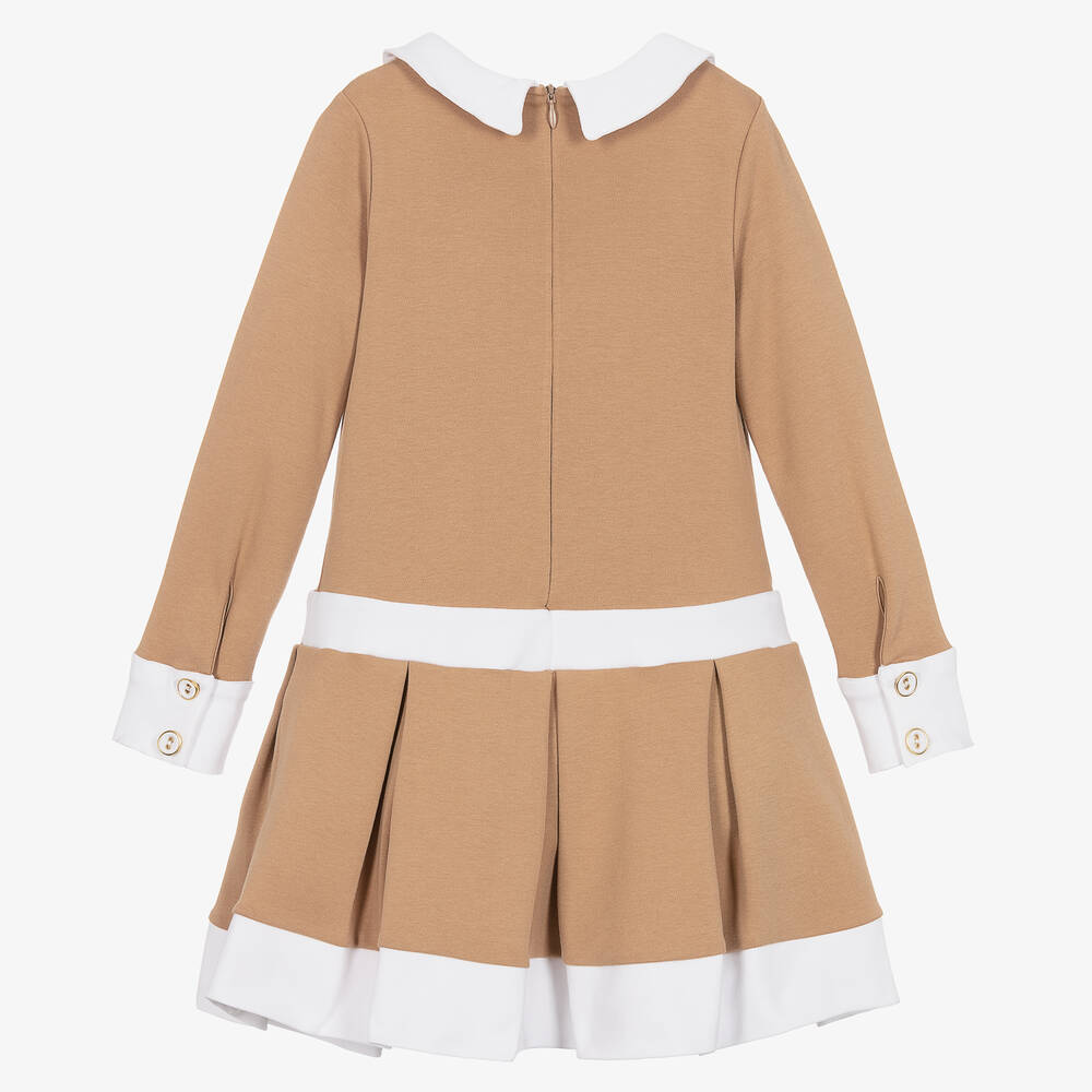 Patachou-Girls Beige Cotton Jersey Dress | Childrensalon Outlet