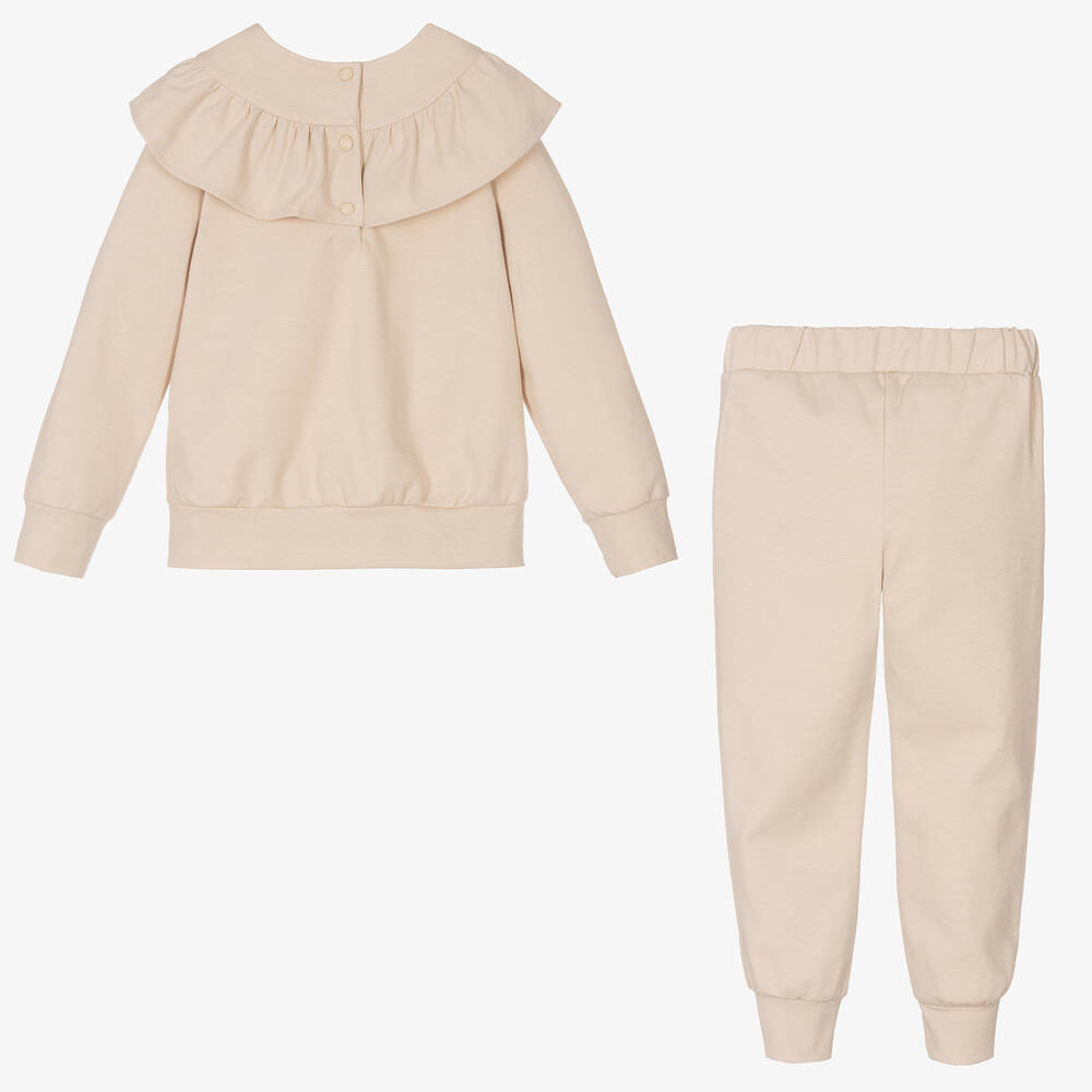 Patachou-تراكسوت قطن جيرسي لون بيج للبنات | Childrensalon Outlet