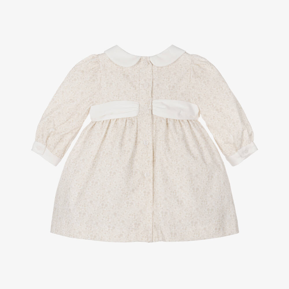 Patachou-Girls Beige Floral Cotton Dress | Childrensalon Outlet
