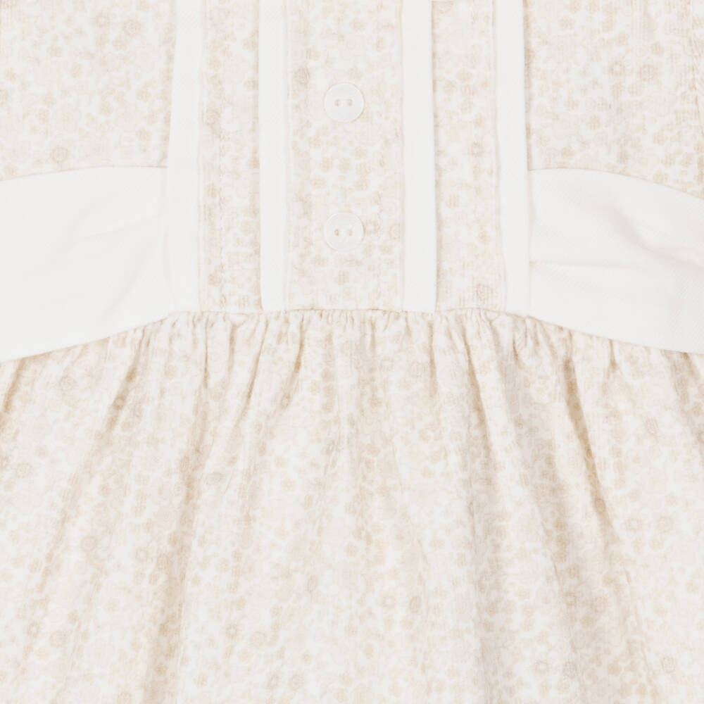 Patachou-Girls Beige Floral Cotton Dress | Childrensalon Outlet