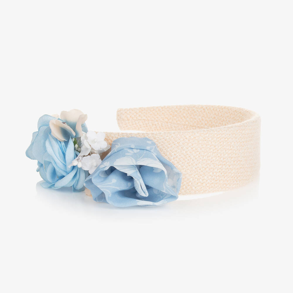 باتاشو-طوق للشعر لون بيج مزين بورود للبنات | Childrensalon Outlet