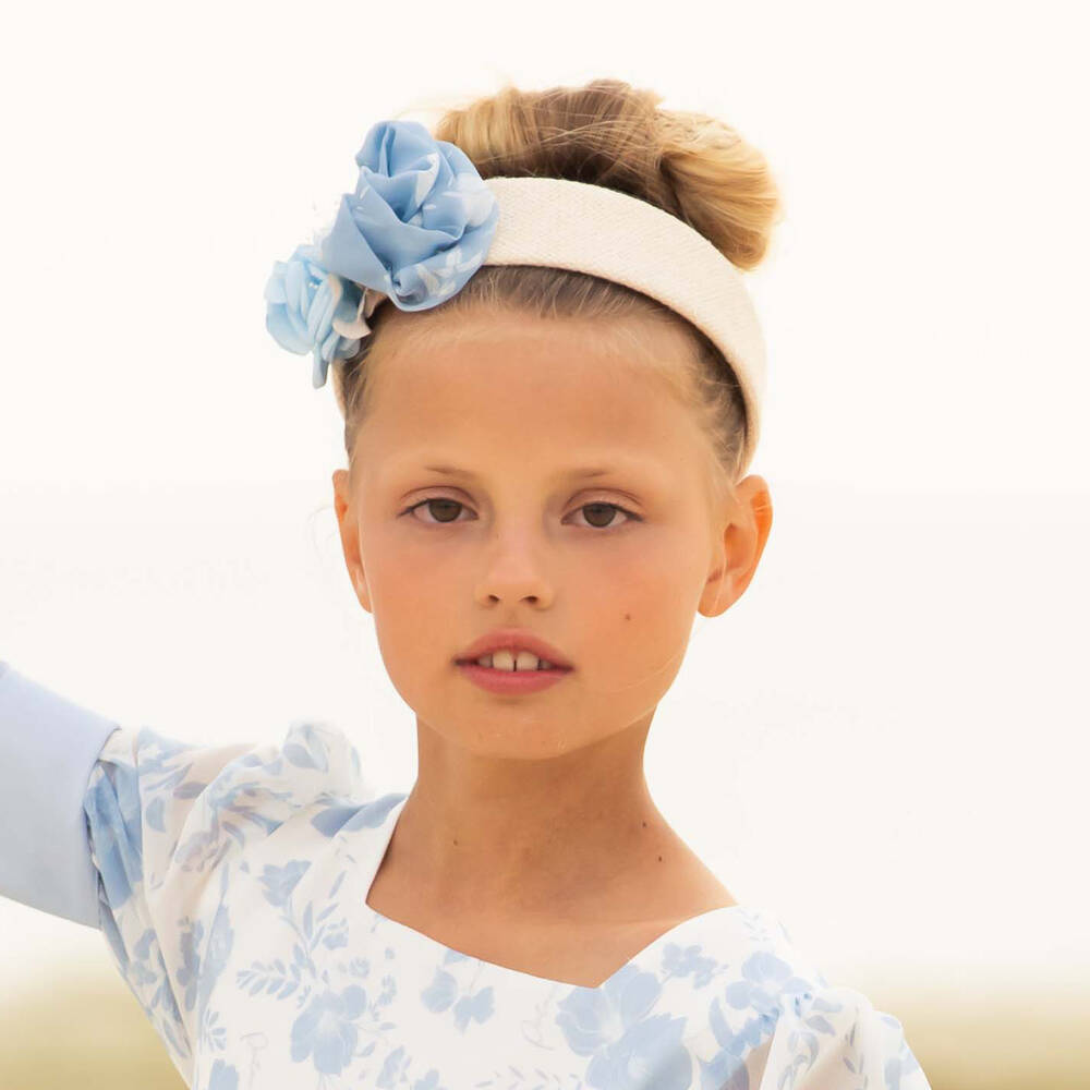 باتاشو-طوق للشعر لون بيج مزين بورود للبنات | Childrensalon Outlet