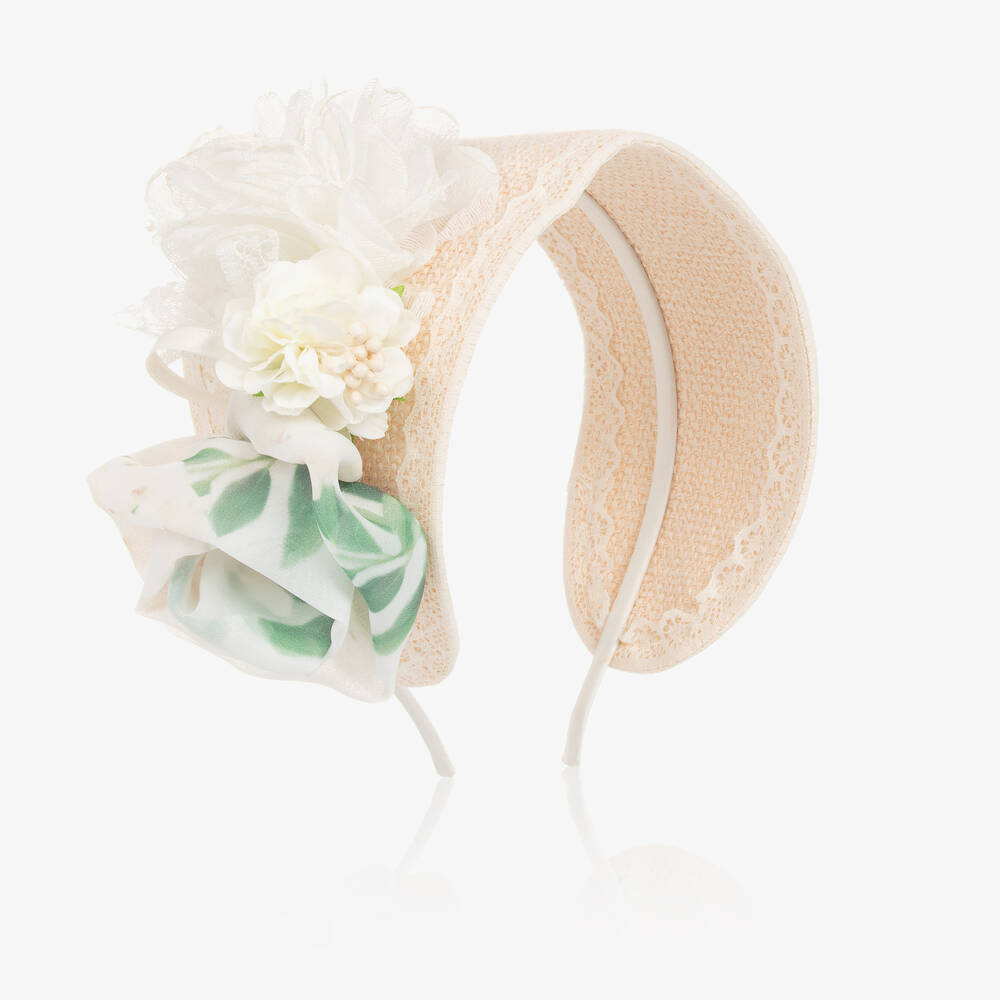 Patachou-Girls Beige Flower Hairband | Childrensalon Outlet
