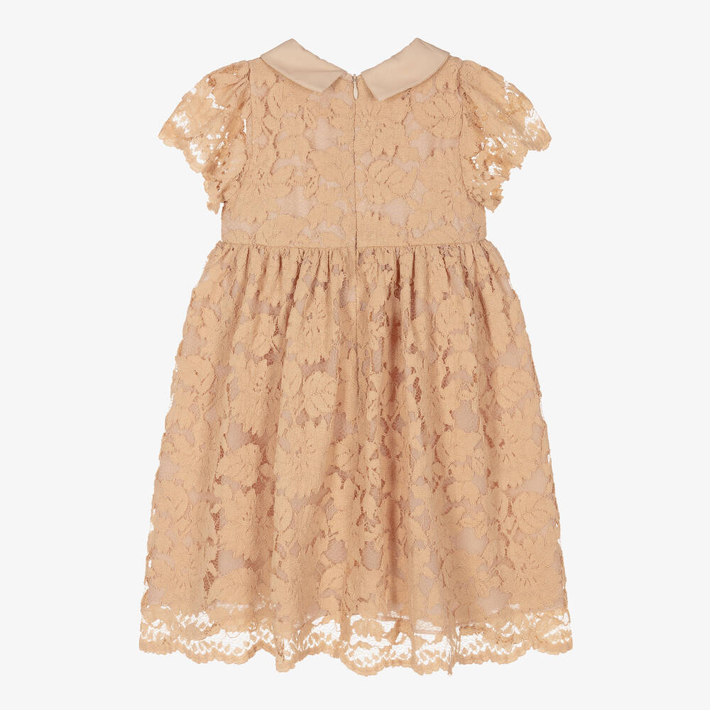 Patachou-Girls Beige Lace & Chiffon Dress | Childrensalon Outlet