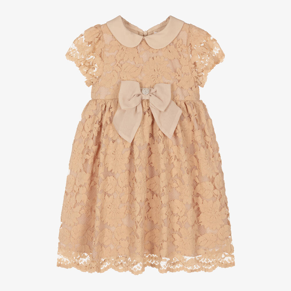 Patachou-Girls Beige Lace & Chiffon Dress | Childrensalon Outlet