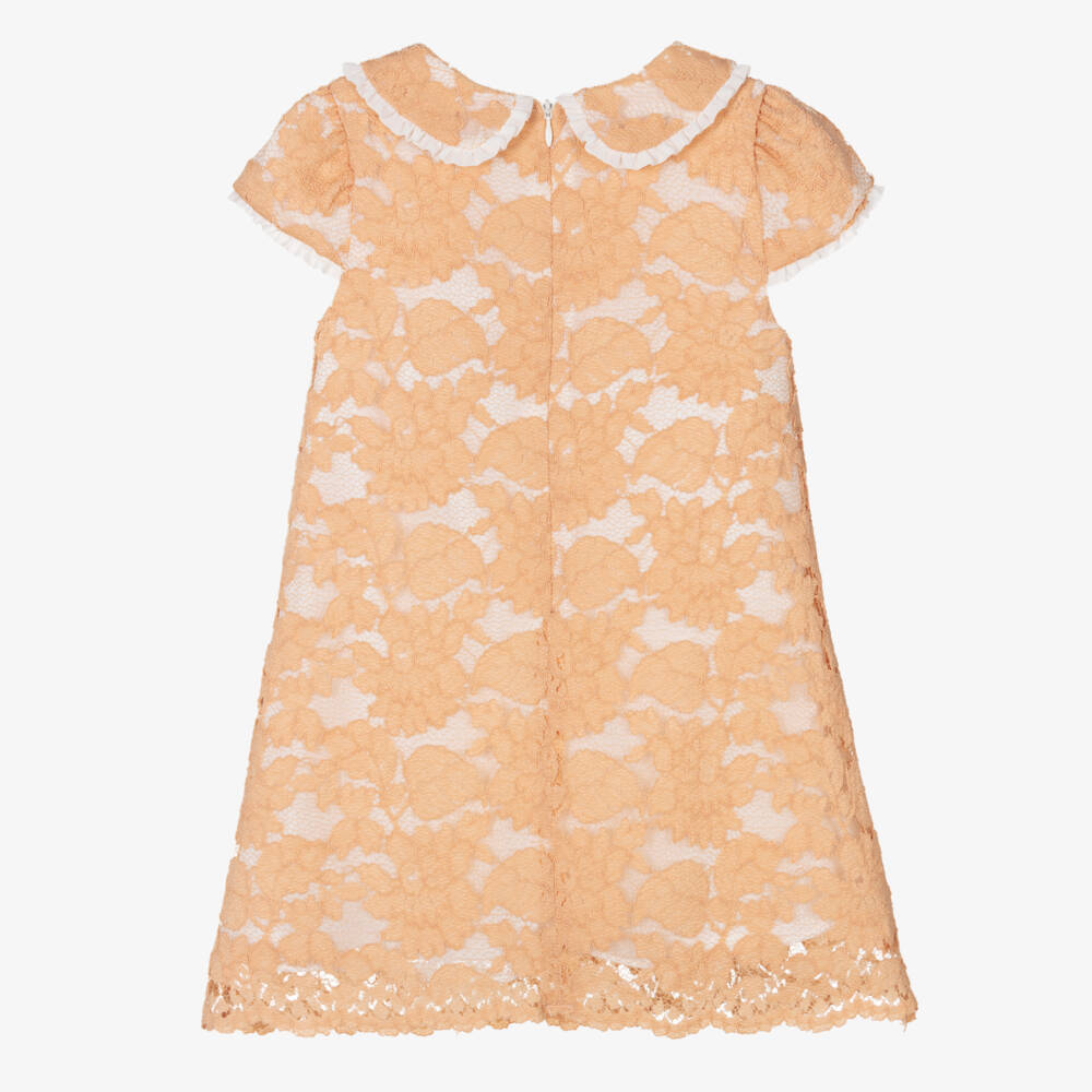 Patachou-Платье с кружевным воротником бежевое для девочек | Childrensalon Outlet