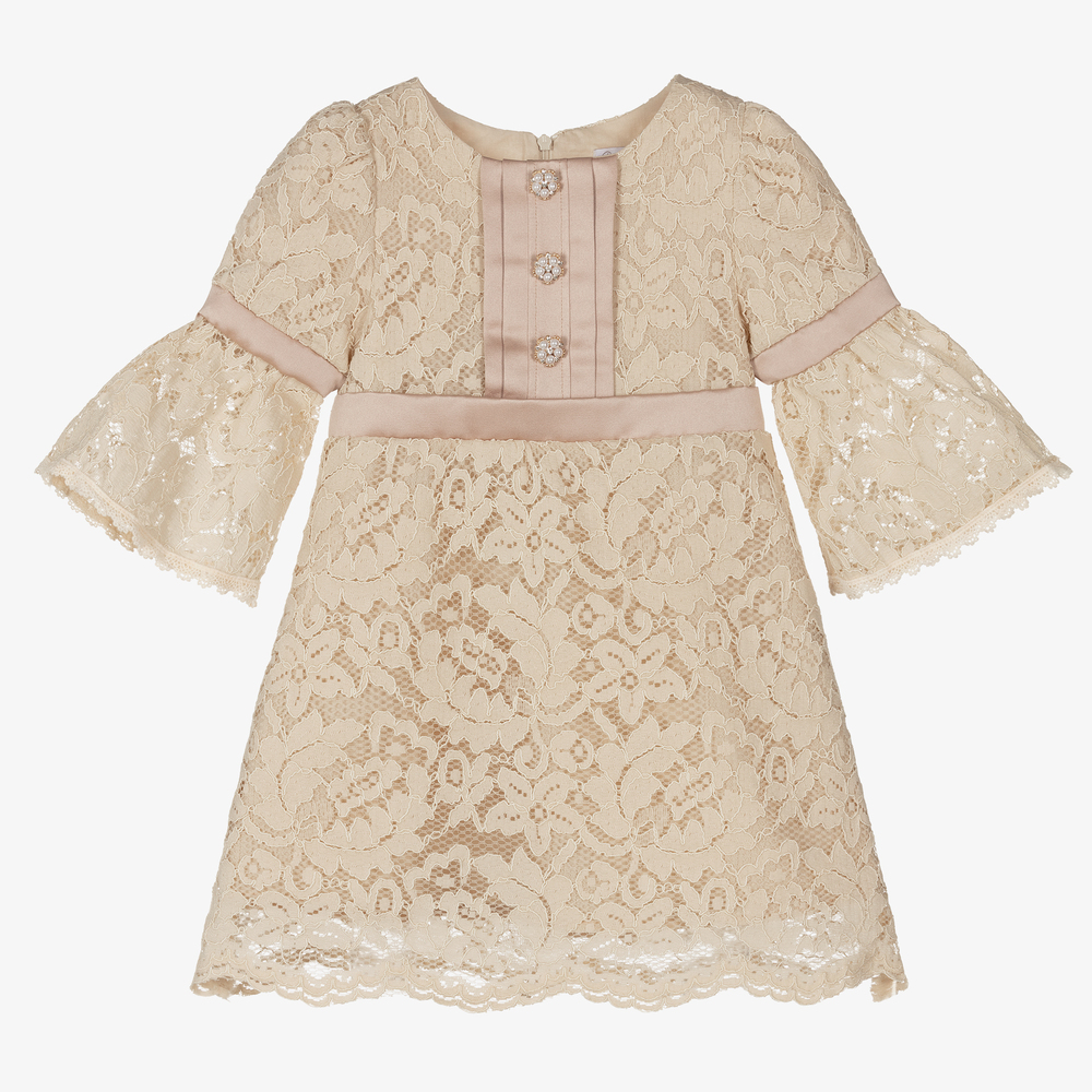 Patachou - Girls Beige Lace Dress | Childrensalon