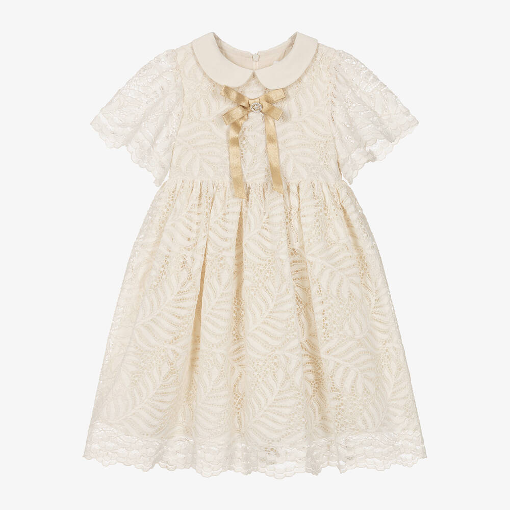 Patachou-Girls Beige Lace Dress | Childrensalon Outlet