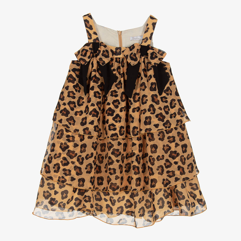 Patachou - Girls Beige Leopard Print Dress | Childrensalon