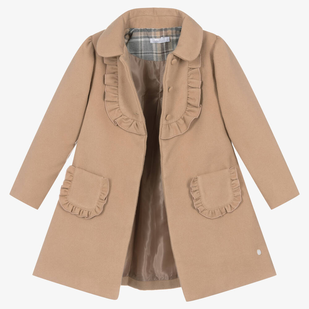 Patachou-Girls Beige Ruffle Coat | Childrensalon Outlet