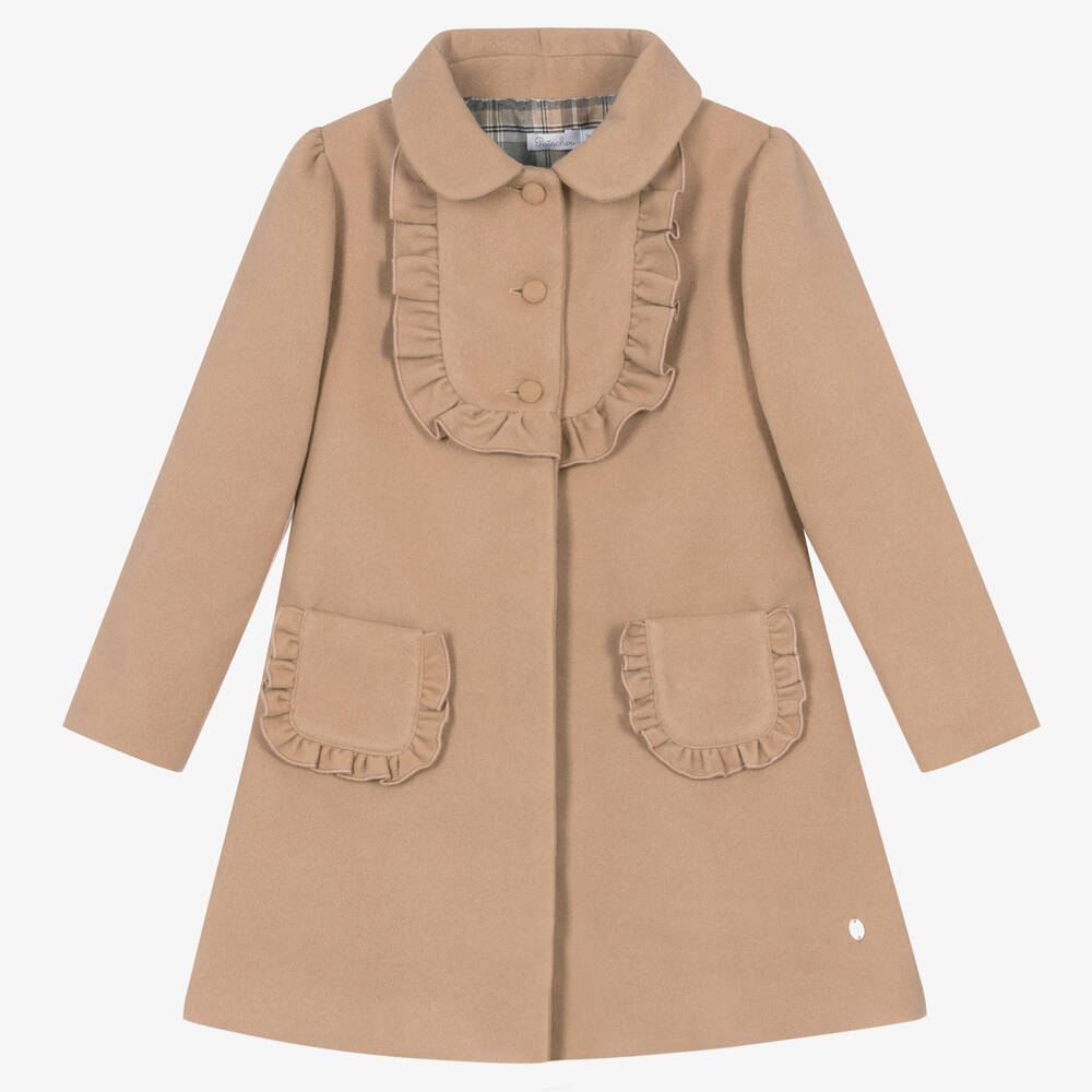 Patachou - Бежевое пальто с рюшами для девочек | Childrensalon