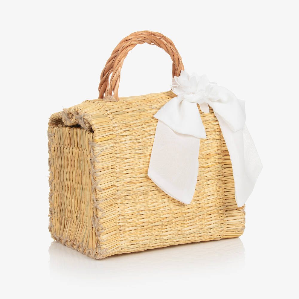 Patachou-Girls Beige Straw Bag (22cm) | Childrensalon Outlet