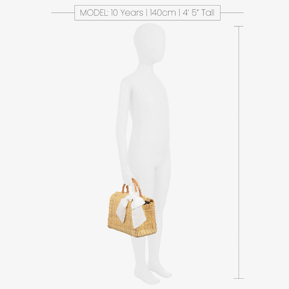 Patachou-Girls Beige Straw Bag (22cm) | Childrensalon Outlet