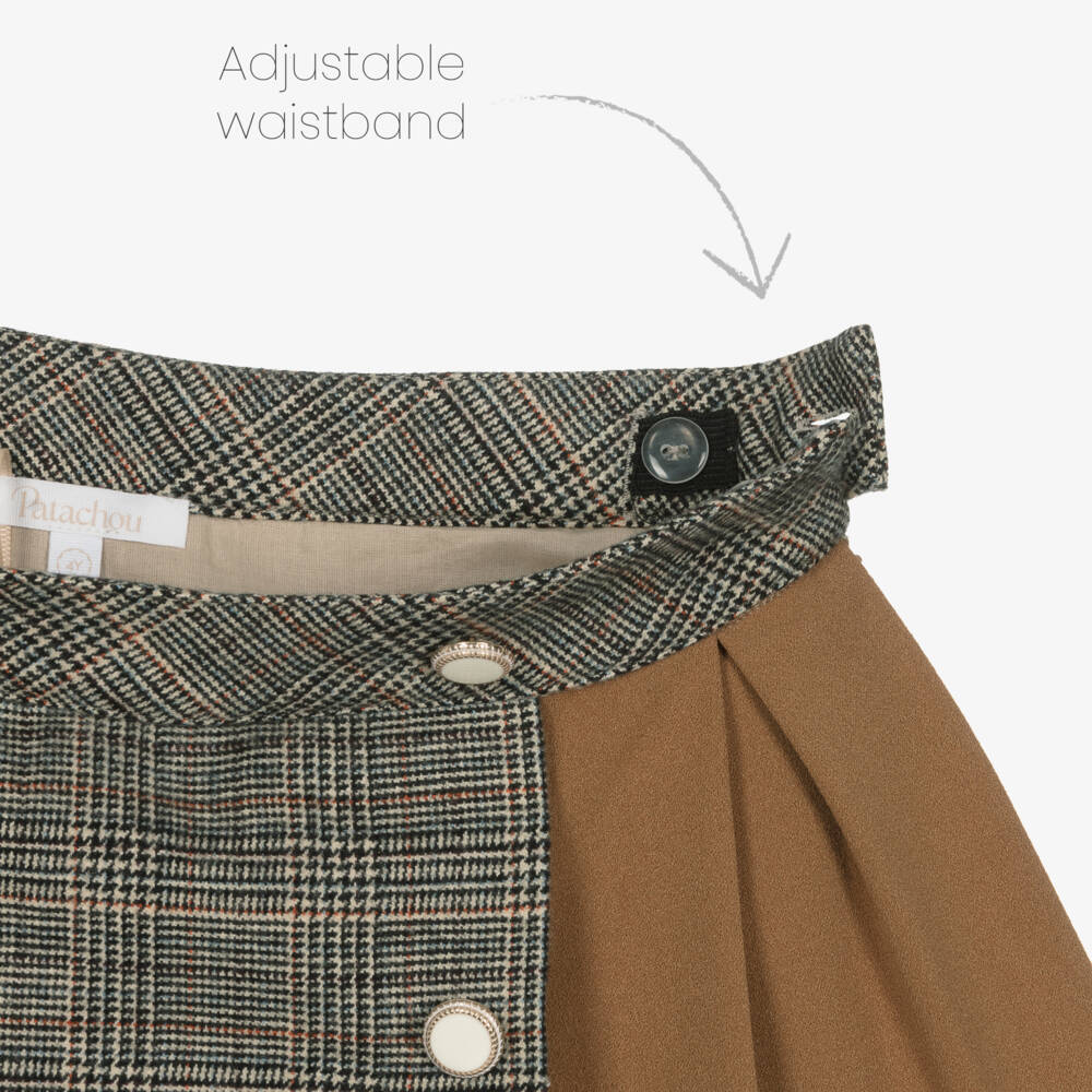 Patachou-Girls Beige Tartan Pleated Skirt | Childrensalon Outlet