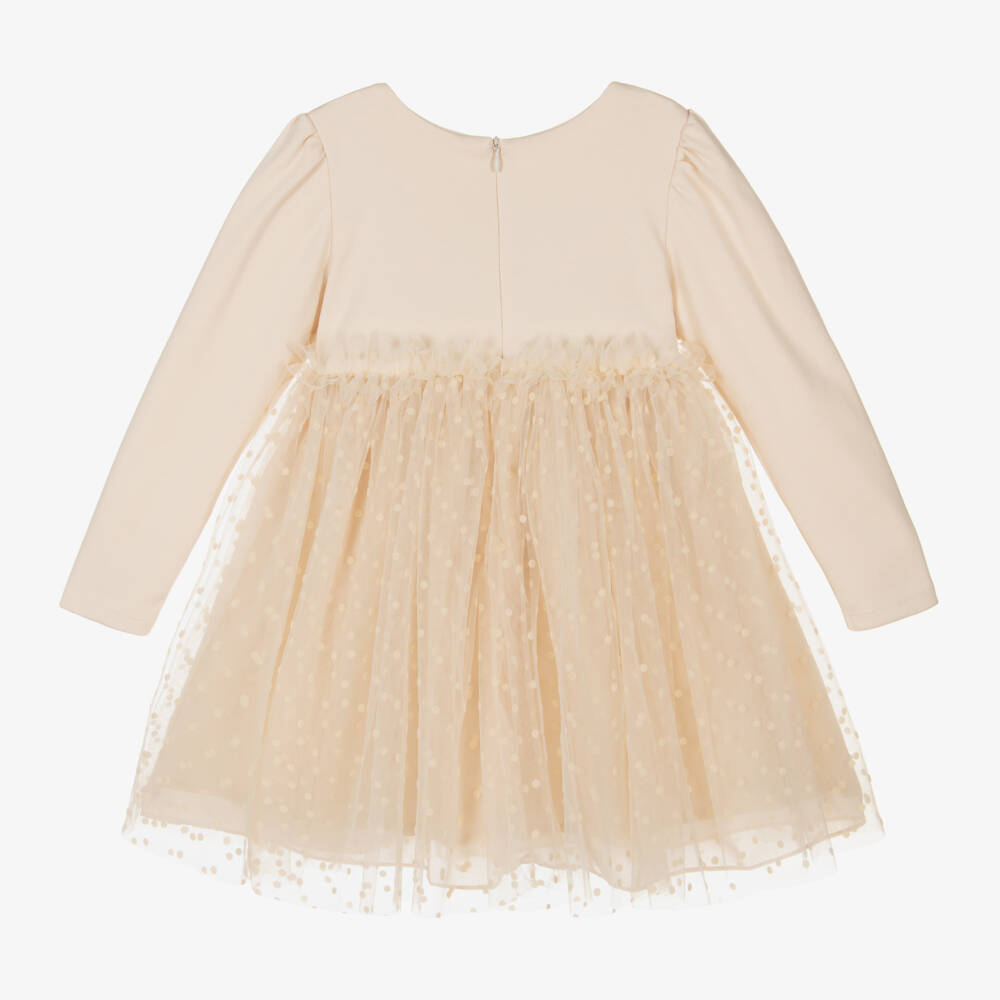 Patachou-Girls Beige Tulle Party Dress | Childrensalon Outlet