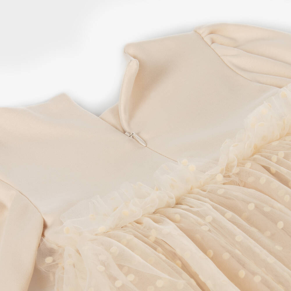 Patachou-Girls Beige Tulle Party Dress | Childrensalon Outlet
