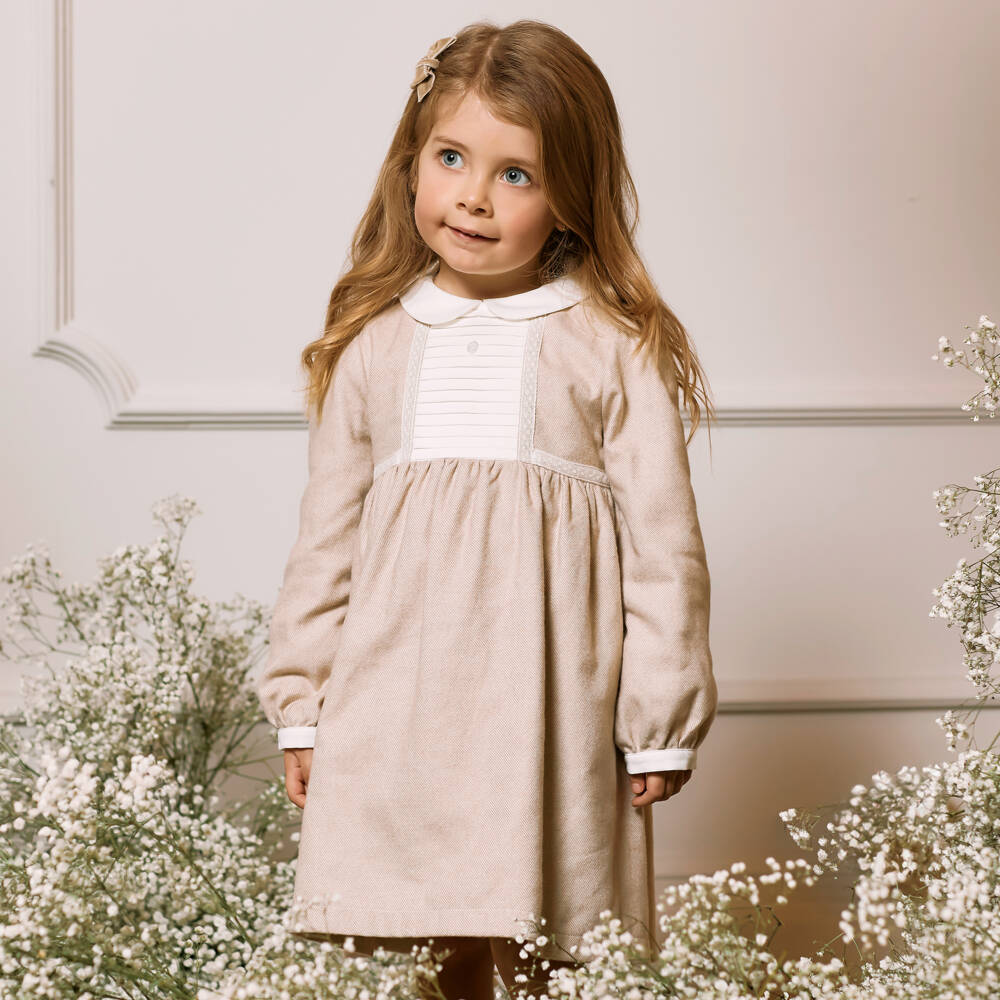 Patachou-Girls Beige Twill Dress | Childrensalon Outlet