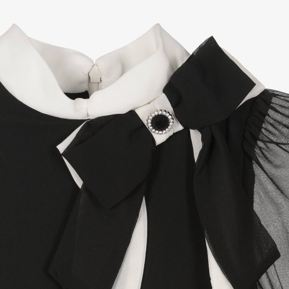 Patachou-Girls Black and White Chiffon Gown | Childrensalon Outlet