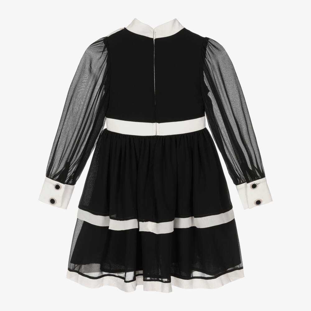Patachou-Girls Black and White Chiffon Gown | Childrensalon Outlet