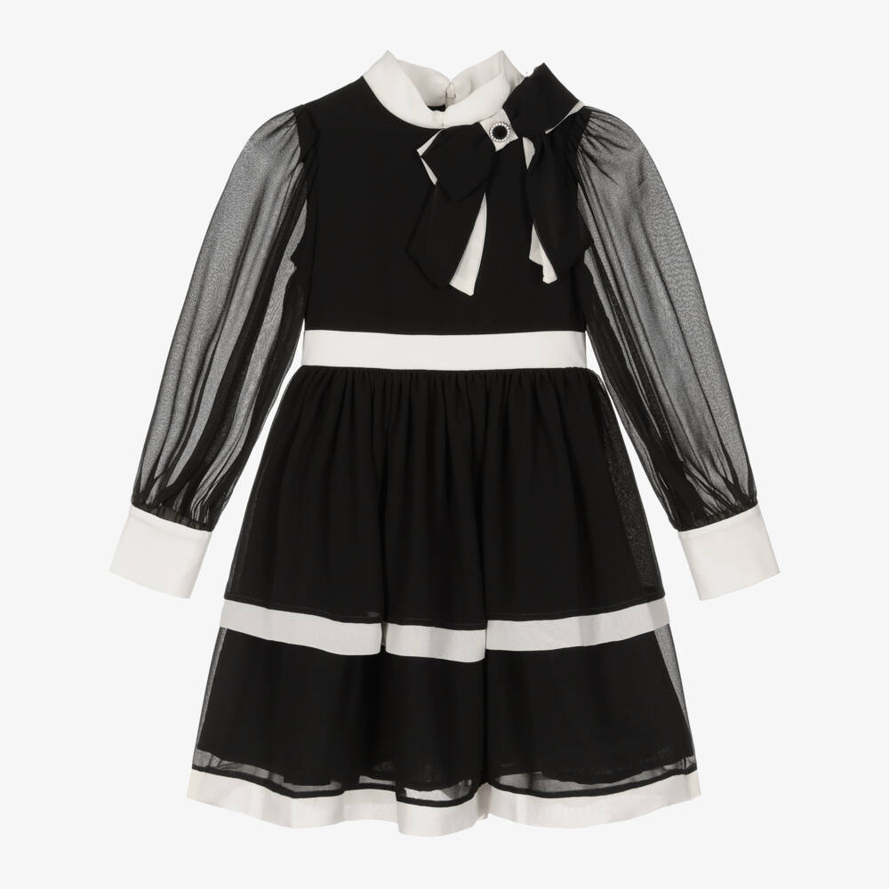 Patachou-Girls Black and White Chiffon Gown | Childrensalon Outlet