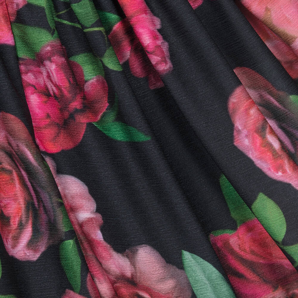 Patachou-فستان شيفون لون أسود بطبعة ورود | Childrensalon Outlet