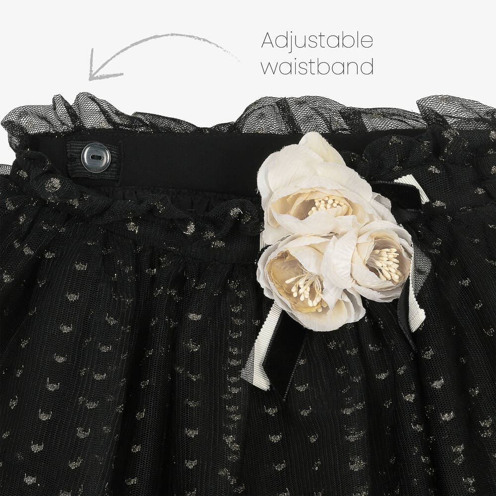 Patachou-Girls Black Chiffon & Tulle Ruffle Skirt | Childrensalon Outlet