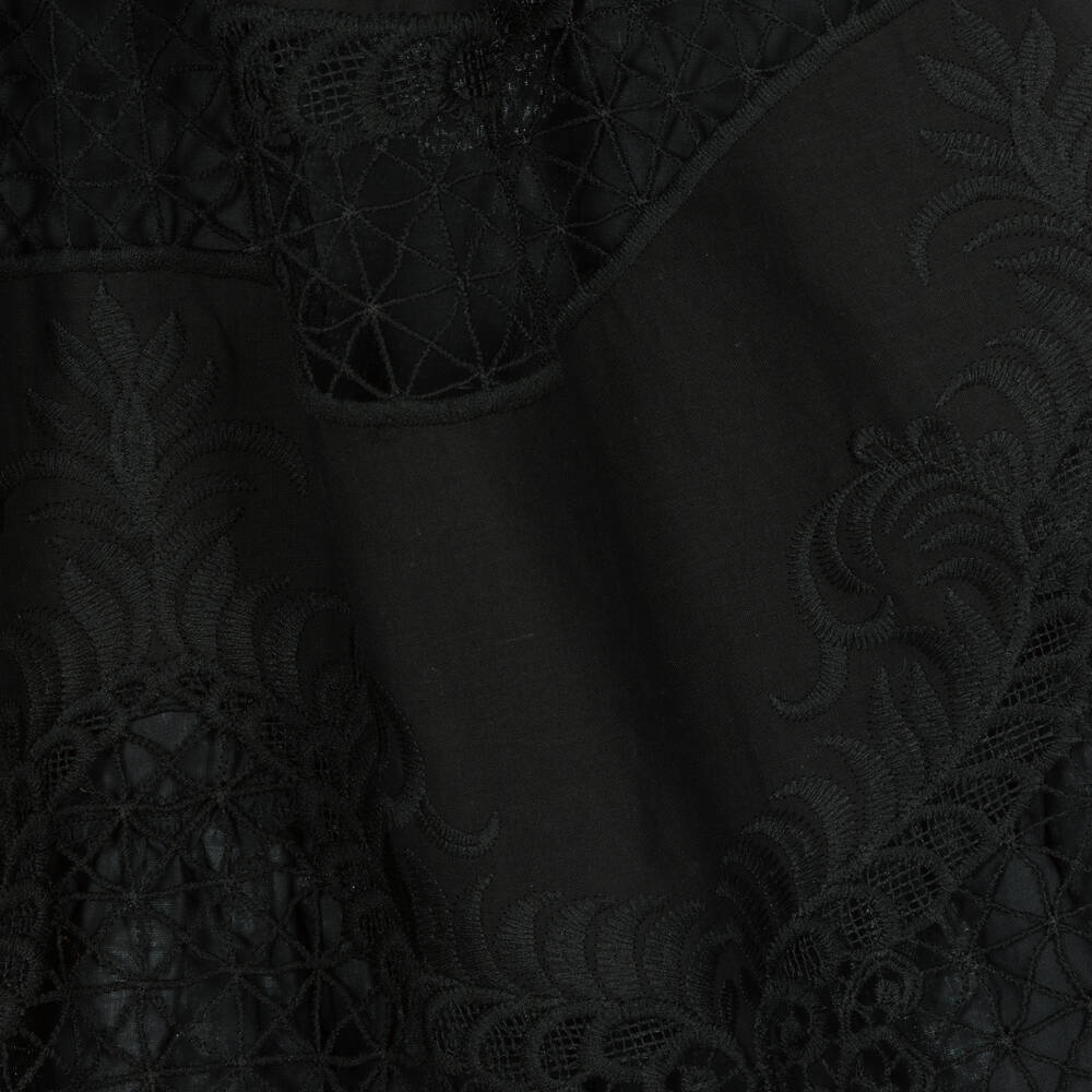 Patachou Girls Black Cotton Lace Dress Childrensalon Outlet