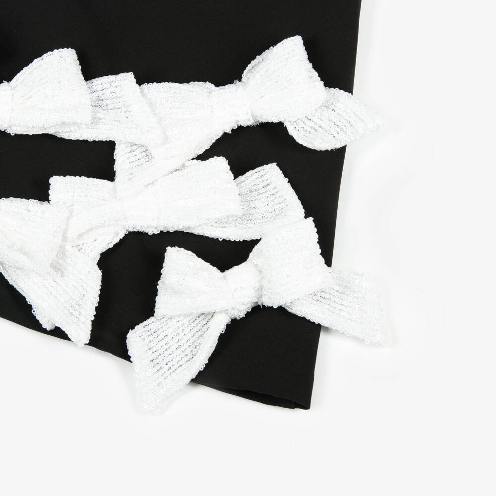 Patachou-Girls Black Crêpe Sequin Bow Dress | Childrensalon Outlet