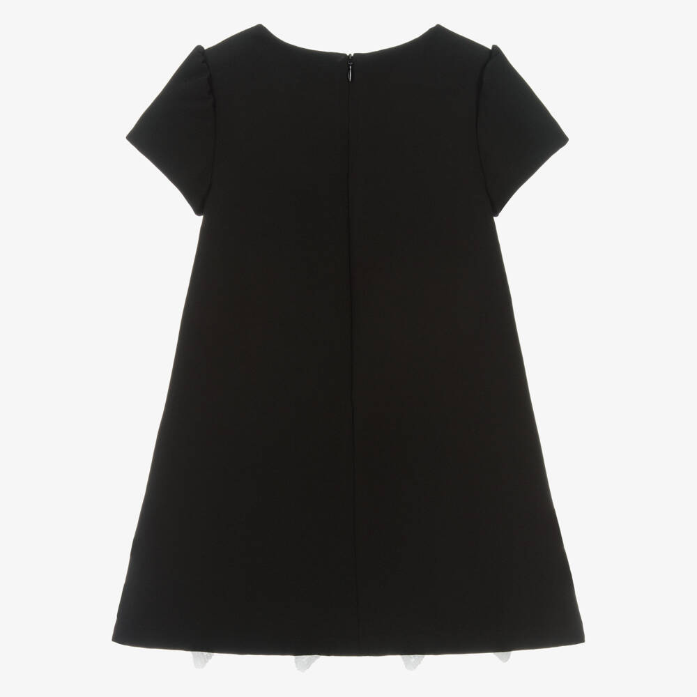 Patachou-Girls Black Crêpe Sequin Bow Dress | Childrensalon Outlet