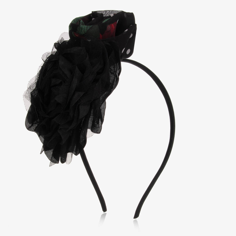 Patachou - Girls Black Flower Hairband | Childrensalon