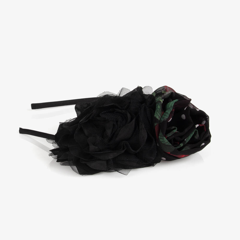 Patachou-Girls Black Flower Hairband | Childrensalon Outlet