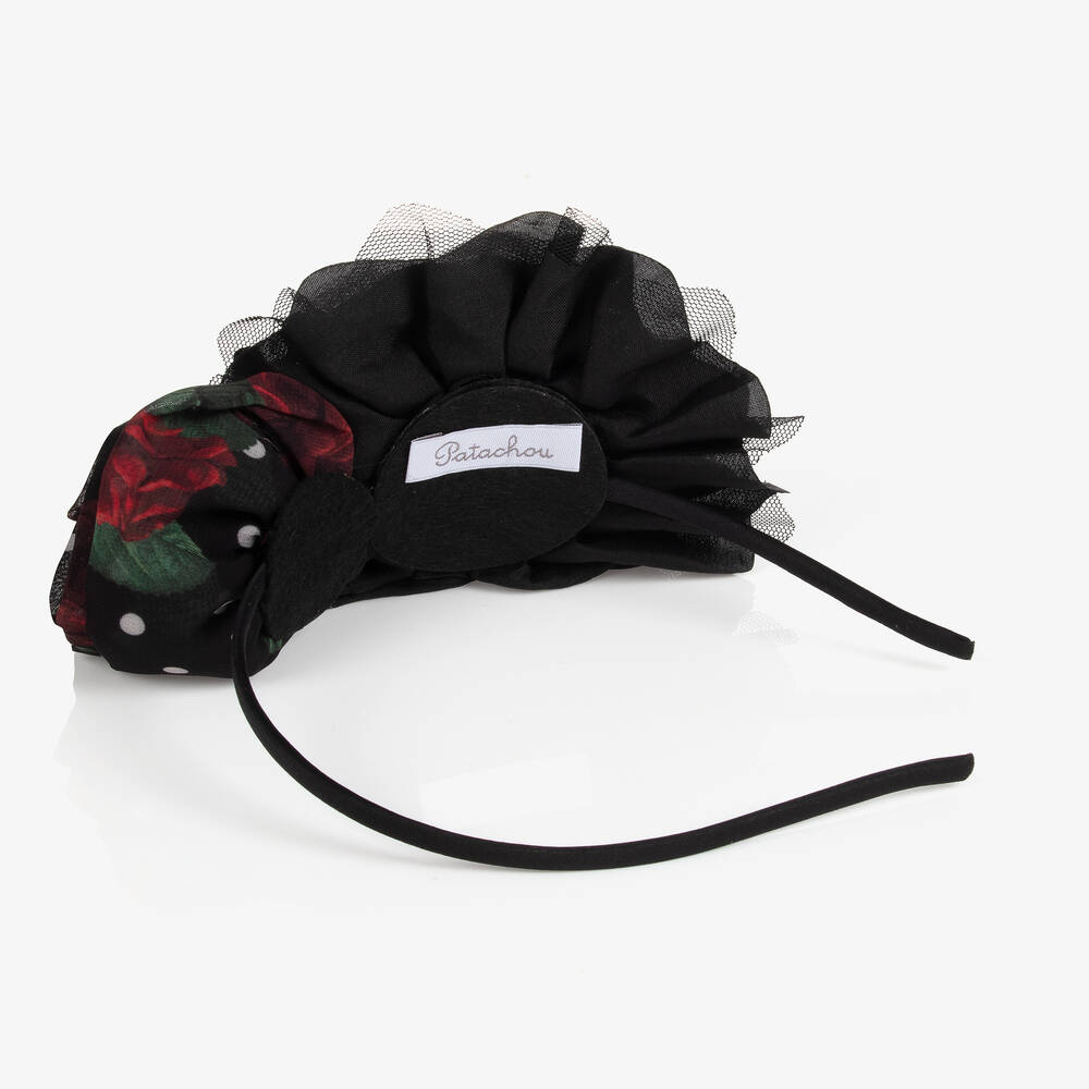Patachou-Girls Black Flower Hairband | Childrensalon Outlet